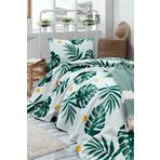 Eponj Home EP-017380 Monstera Yeşil Doğal Baskılı Tek Kişilik Pike