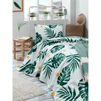 Eponj Home EP-017384 Monstera Yeşil Tek Kişilik Baskılı Pike Takımı