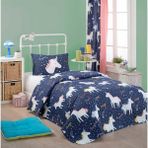 Eponj Home Kapitone Tek Kişilik Magicunicorn Lacivert Yatak Örtüsü Seti