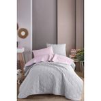 Eponj Home Kapitone Yatak Örtüsü Seti Tek Kişilik Solid Pudra-Gri - Pudra - Gri - 160 x 220 cm