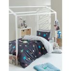 Eponj Home Kolay Ütülenir Tek Kişilik Uzay Temalı Nevresim Takımı Lacivert 160 x 220 cm Düz Desen