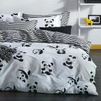 Eponj Home Mature Çift Kişilik Panda Siyah Nevresim Takımı