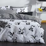 Eponj Home Mature Çift Kişilik Panda Siyah Nevresim Takımı