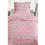 Eponj Home Tek Kişilik Pamuklu Nevresim Takımı 3 Parça – Pisipisi Desen – Pembe / Yumuşak Dokulu