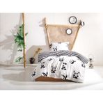 Eponj Home Tek Kişilik Panda Desenli B&W Nevresim Takımı 160 x 220 cm Kolay Ütülenebilir
