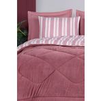 Eponj Home Tek Kişilik Uyku Seti Wellsoft Yorganlı Pofuduk 3 Parça Soft Line Bordo