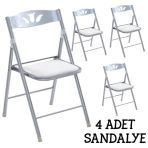 Eportatif 1055 Beyaz Renk 4 Adet Katlanır Mutfak Sandalyesi
