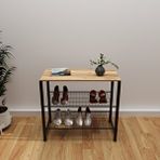 Eportatif Geniş Metal Ayakkabılık Vestiyer 3 Katlı Ayakkabılık 1303 Çam
