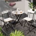 Eportatif Masa Sandalye Bahçe Bistro Takım Yuvarlak Beyaz 1482