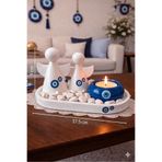 epoxiawood Nazar boncuğu temalı dekoratif melek bibloları ve tealight takım. Mumluk