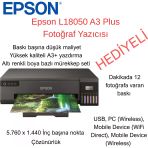 Epson L18050 A3+ Renkli Mürekkep Tanklı Foto Yazıcı, Wi-Fi, Siyah (6 Renk) + 50 Yaprak Fotoğraf Kağıdı Hediye