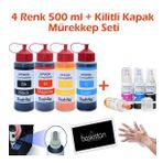 Epson L3156 4x500 ml Mürekkep + Kilitli Kapak Mürekkep Seti (Muadil)