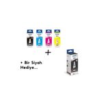 EPSON T664 L3050 Orjinal 4 Renk Mürekkep Kartuş Takımı 70ml *4 + 1 Siyah Hediyeli