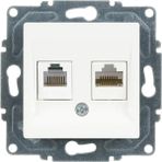 Eqona Radius Neoline Data + Nümeris Telefon Prizi (RJ45 Cat6 + Cat3), Beyaz (Mekanizma + Tuşkapak)