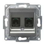 Eqona Radius Neoline Data + Nümeris Telefon Prizi (RJ45 Cat6 + Cat3), Füme (Mekanizma + TuşKapak)
