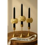 EQUINOX MUM Equinox (SADECE MUM)3lü Siyah Şamdan Mumu Gold ışıltılı Şakayık Çiçeği|DEKORATİF|Lotus Mumluk Hediye