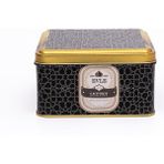 ER026-V2 Trellis Desenli Kare Metal Saklama Kabı 16X16 cm
