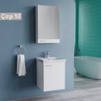 Era Wons Çizgi 50 cm Beyaz Mdf Banyo Dolabı Takımı