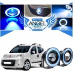Eraks Car Accesories Fiat Fiorino Uyumlu, Universal Mercekli LED Angel Sis Farı, 76MM Buz Mavi Renk