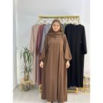 erasra class Ferace & Abaya Sufle Takım ,yandan Robalı Elbise .hac Ve Umre Için Uygundur Kahve Rengi
