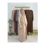 erasra class Yandan Büzgülü Elbise Sufle Esarp Takım Jilbab,abaya,hijab ( Hac Ve Umre Için Uygundur) Bej