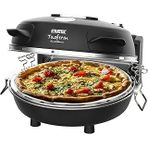 Eratec - Pizza Fırını, Set-Pm-27. 400°C'ye Kadar Sıcaklık, 5 Pişirme Kademesi, Pizza 4 Dakika Hazır, Aksesuarlar Dahil: 32 Cm Ateşe Dayanıklı Taş Plaka, Xxl Tava Eklentisi, Pizza Küreği, Pizza