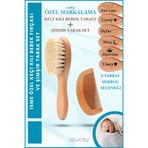 ERATOS Bebek Tarağı Ve Şimşir Tarak 2'li Set -isme Özel(LAZER MARKALAMA) Keçi Kılı Bebek Saç Fırçası Konak