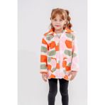 Eray Kids Kız Çocuk Renkli Desenli Fermuarlı Yumuşak Polar Ceket - 6 Yaş - Turuncu