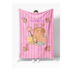 Erays Home Capybara Desenli 3D Dijital Baskılı Polar Battaniye TV Battaniyesi