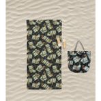 Erays Home Erayshome Dolar Desenli Plaj Havlusu ve Plaj Çantası Set - Yeşil - Gri - 75 x 150 cm