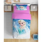 Erays Home Erayshome Frozen Elsa 3D Tek Kişilik Çarşafsız Nevresim Takımı - Açık Mavi - Pembe - 160 x 220 cm