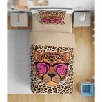 Erays Home Erayshome Leopar 3D Tek Kişilik Nevresim Takımı L - 160 x 220 cm - Krem - Bej