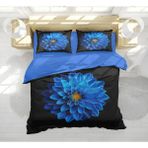 Erays Home Erayshome Mavi Dahlia Çiçek 3D Çift Kişilik Nevresim Takımı - 200 x 220 cm - Koyu Mavi