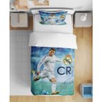 Erays Home Erayshome Ronaldo 3D Çarşafsız Tek Kişilik Nevresim Takımı - 160 x 220 cm - Beyaz