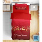 Erays Home Erayshome Yılbaşı Christmas 3D Dijital Baskılı Tek Kişilik (Çarşafsız) Nevresim Takımı - Kırmızı - 160 x 220 cm