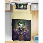 Erays Home Joker 3D Dijital Baskılı Tek Kişilik Erkek Çocuk Nevresim Takımı Jokers Genç Nevresim Takımı - Sarı - Mor - 160 x 220 cm