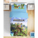 Erays Home Minecraft 3D Dijital Baskılı Tek Kişilik Nevresim Takımı Genç Nevresim Takımı - 160 x 220 cm - Mavi