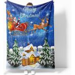 Erays Home Yılbaşı & Christmas Desenli Polar Tv Battaniyesi - 130 x 170 cm - Mavi