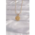Erb 316L Çelik Gold Renk Ezme Plaka İşlemeli Vintage Kolye