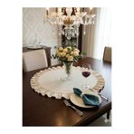 Erba kreasyon yuvarlak fırfırlı runner %100 ham keten 60x60 masa örtüsü