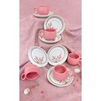 Erbaşlar Pembe Tombul Sakura 12 Parça 6 Kişilik Lüx Seramik Kahve Fincan Takımı Pembe