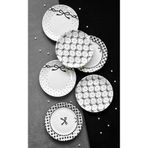 Erbaşlar Siyah Fiyonk Lüx Seramik 6 Kişilik Pasta Seti Pasta Tabağı ( 20 cm)
