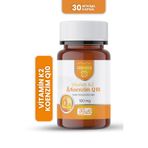 ERBATAB Koenzim Q10 ve Vitamin K2 Kombinasyonu - 100 mg CoQ10 + 100 mcg MK-7 Menakinon, Bitkisel Vegan Kapsül, Helal Sertifikalı Takviye Edici Gıda, 30 Kapsül