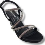 Erbay 093-25 Saten Şeffaf Topuk Taşlı Anatomik Kadın Sandalet