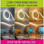 Erbay 240 Ledli Yassı Neon Led 220V Yatay Şerit Led Neon Led Yapışkanlı 5 Metre