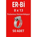 Erbi 8-13 mm Paslanmaz Metal Hortum Kelepçesi – 50 ’li Paket