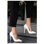 Erbilden Hillar Beyaz Cilt Stiletto Ayakkabı