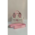 ErcanBag Çocuk Omuz çantası pembe peluşlu kedi ve kalp desenli