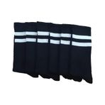 Ercey's Erkek 6'Lı Kolej Şerit Desen Pamuklu Spor Çorap Siyah