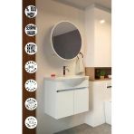 Erciyes 65Cm Seramik Lavabolu Mdf Oval Aynalı Banyo Dolabı
